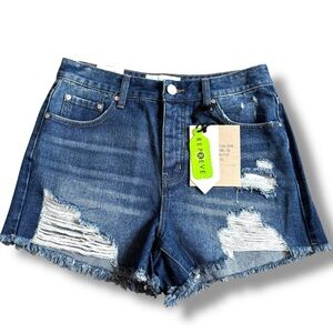 NWT Ban Jara Blue High Rise High Waisted Boho Distress Shorts - Size 9/28
